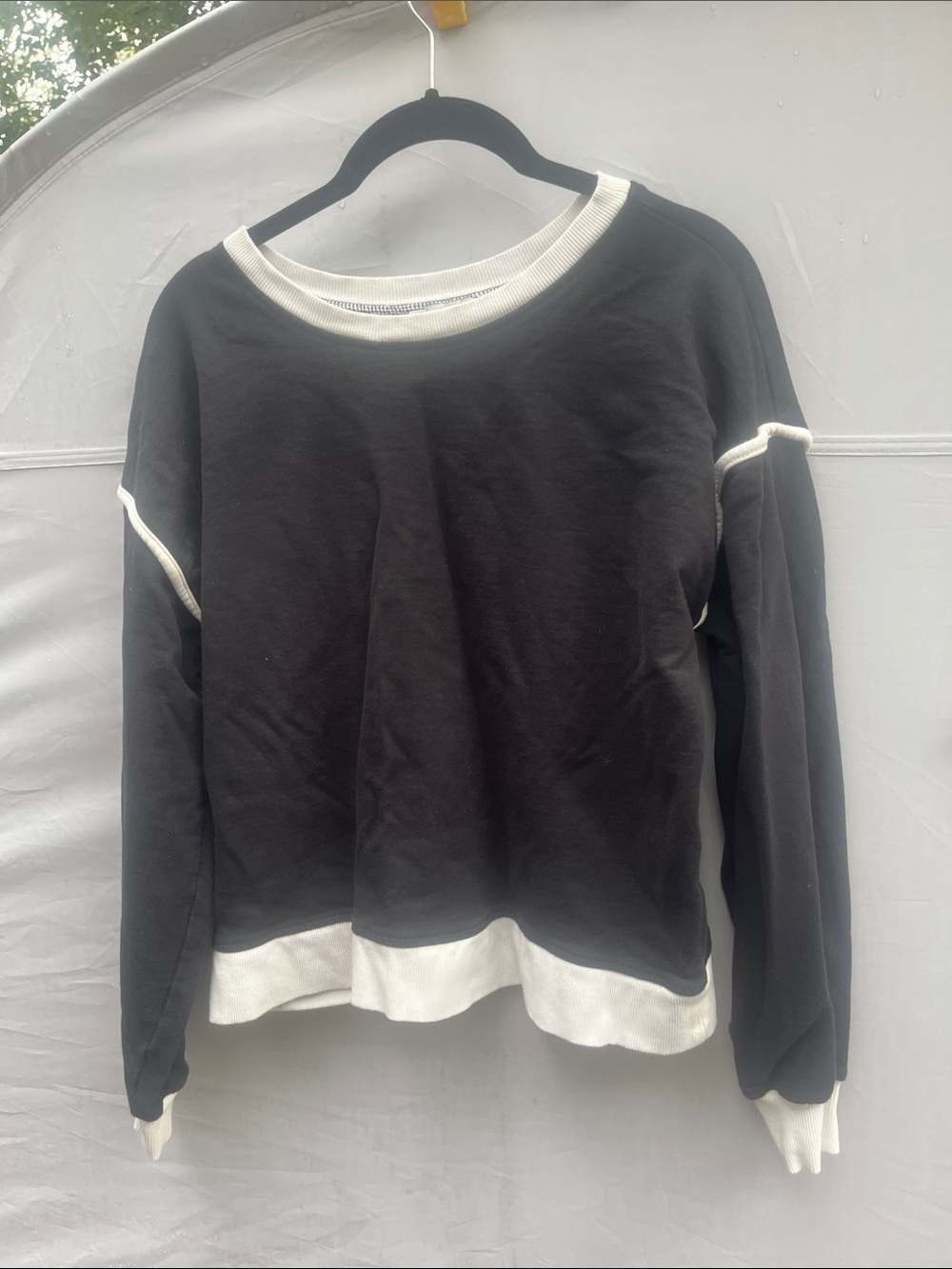 Zenana Outfitters Black Sweatshirt with White Contrast Trim